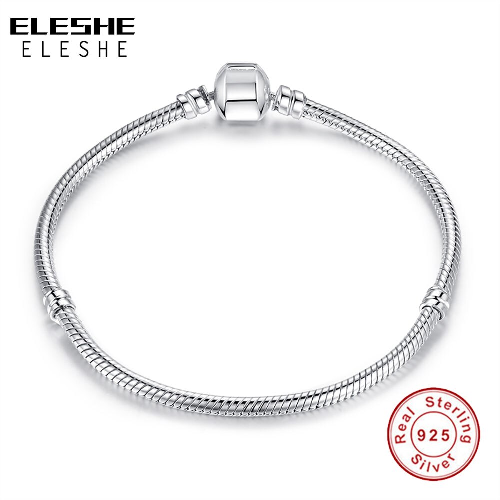 ELESHE Authentic 100% 925 Sterling Silver Snake Chain Bracelet Fit Original Brand Bracelets & Bangles for Women DIY Jewelry