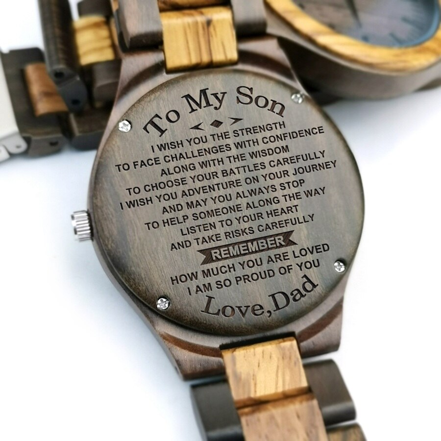 Aan mijn zoon - je bent in staat om alles te bereiken als je je er maar op richt houten gegraveerd horloge gegraveerd heren sandelhout horloge: Y1802