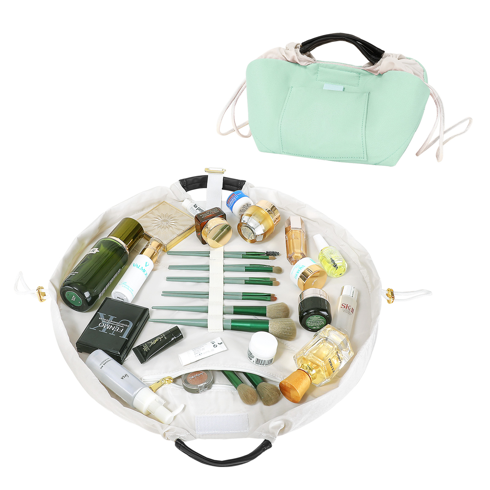 Kosmetik machen-hoch Tasche Veranstalter Toiletten artikel Kordel zug Tasche für Reise tragbare Aufbewahrung tasche ziehen Sie sterben Schnalle zufällig: Grün