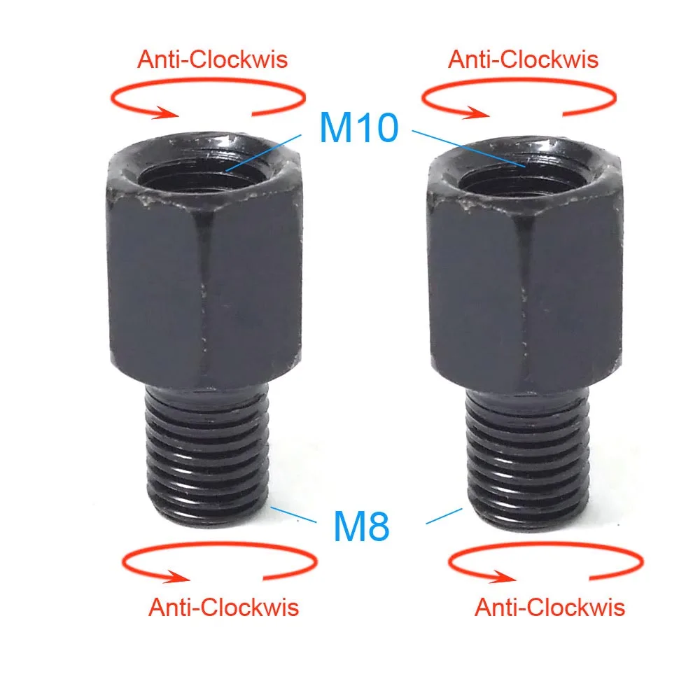 1 Paar schwarze Motorrad-Spiegeladapter M10 10 mm M8 8 mm Rückspiegel Umwandlungsschraube Ich bin Uhrzeigersinn Anti-Uhr Rechts-Verknüpfungen-Gewinde: Grau