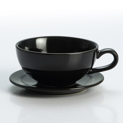 Service à café coloré, , tasses et soucoupes à café, Cappuccino, Latte, basse teneur, 250ml: Black