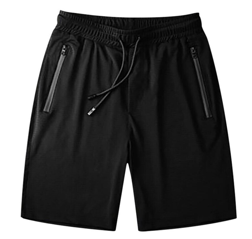 Summer Men's Casual Trend Loose Quick-Drying Shorts Ice Silk Running Pants Zipper Sweatpants Large Size Cool Down Shorts