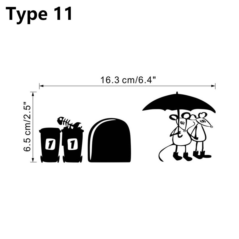 1pc grappige verwijderbare cartoon muizengat muurstickers zwarte muizen patroon diy plint sticker trap muurschildering kamerhoek ornament: 11