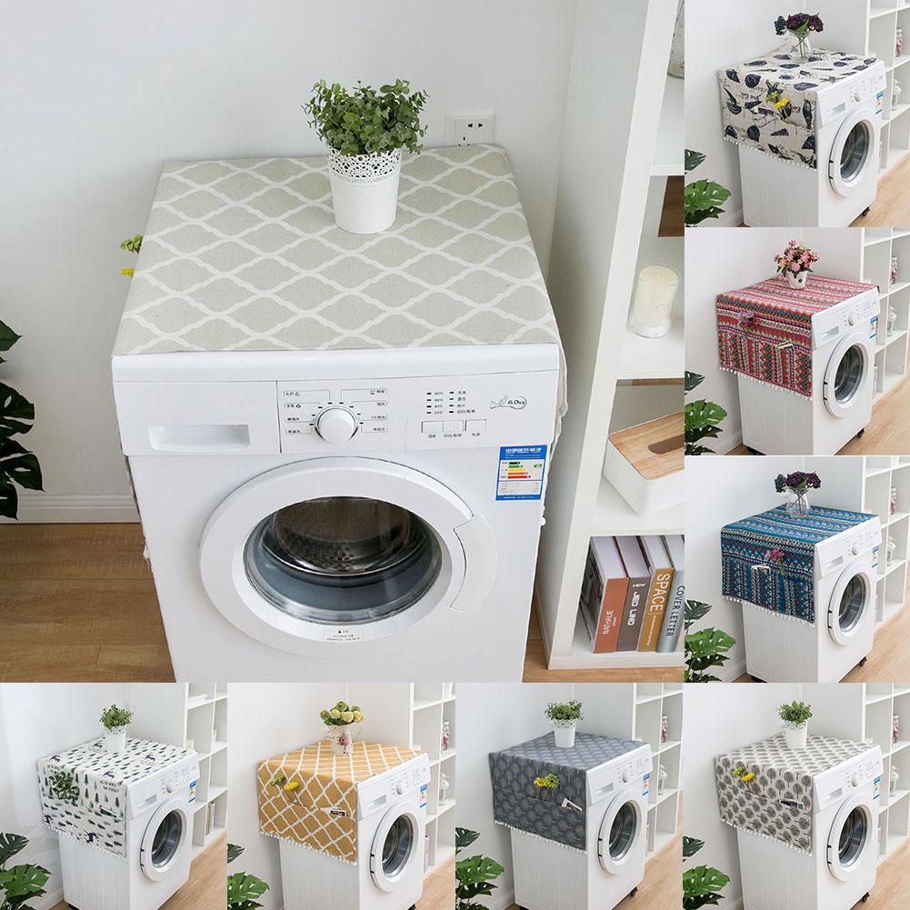 Geometriske rombestøvdæksler vaskemaskine dækker køleskabsstøvbeskytter med lomme bomuldsstøvdæksler rengøring til hjemmet