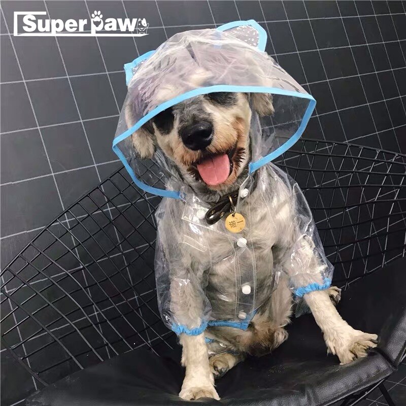 Transparent Raincoat with Hat Waterproof Dog Puppy Rain Coat Pet Raincoats For Small Dogs Pets Clothes Schnauzer Yorkie XPC02