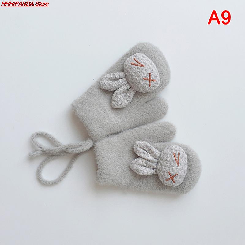 1 Paar Herfst Winter Warm Baby Handschoenen Cartoon Animal Bunny Thicken Kids Handschoenen Voor Baby Meisje Jongen Zachte Nylon Kinderen wanten: A9