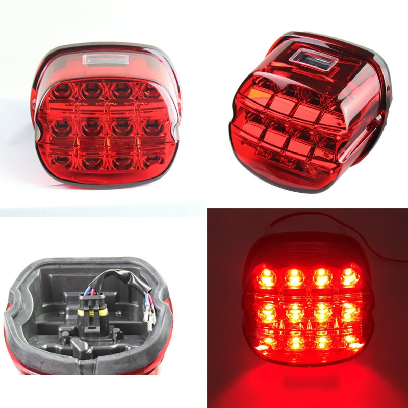 Rode Laydown LED Vervanging Achterlicht Lamp Softail Sportster Touring