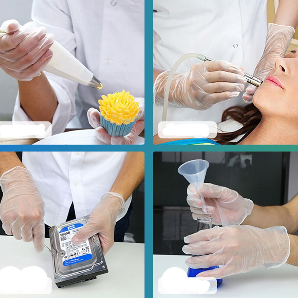 20PCS Food Grade Disposable vinyl Gloves Anti-static Clear Plastic Gloves For Food Cleaning Cooking Restaurant Kitchen Tools