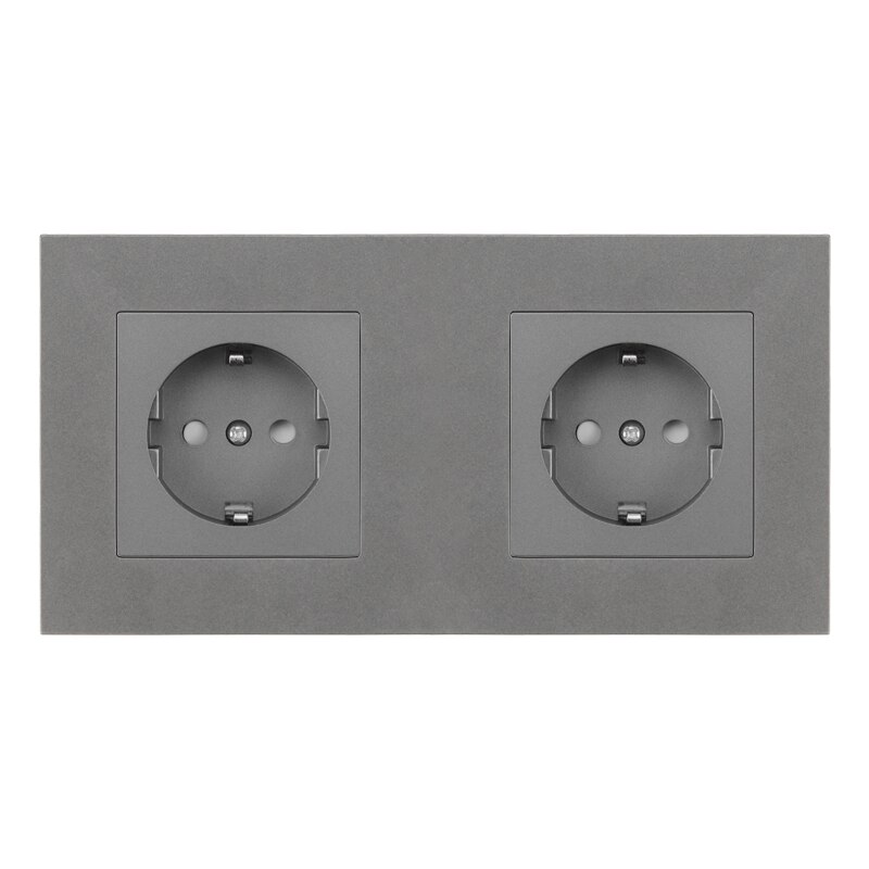 16A EU Wall Power Socket Home Plug Socket Electrical Outlet Gray Grey Plastic Frame Single Double Triple Triple Quadruple 146Typ: 172mm-86mm