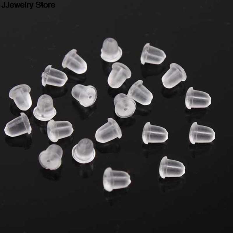 50Pcs/100Pcs Silicone Rubber Earring Sluiting Transparante Oor Moer Inpluggen Oorbellen Diy Sieraden Bevindingen Accessoires Materialen