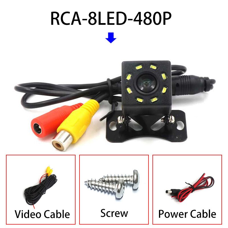 Reversing Rear View Camera for Car Video Recorder Mirror Monitor Android Radio 6 Kinds of shape to Choose RCA Plug CVBS Signal: RCA 8LED