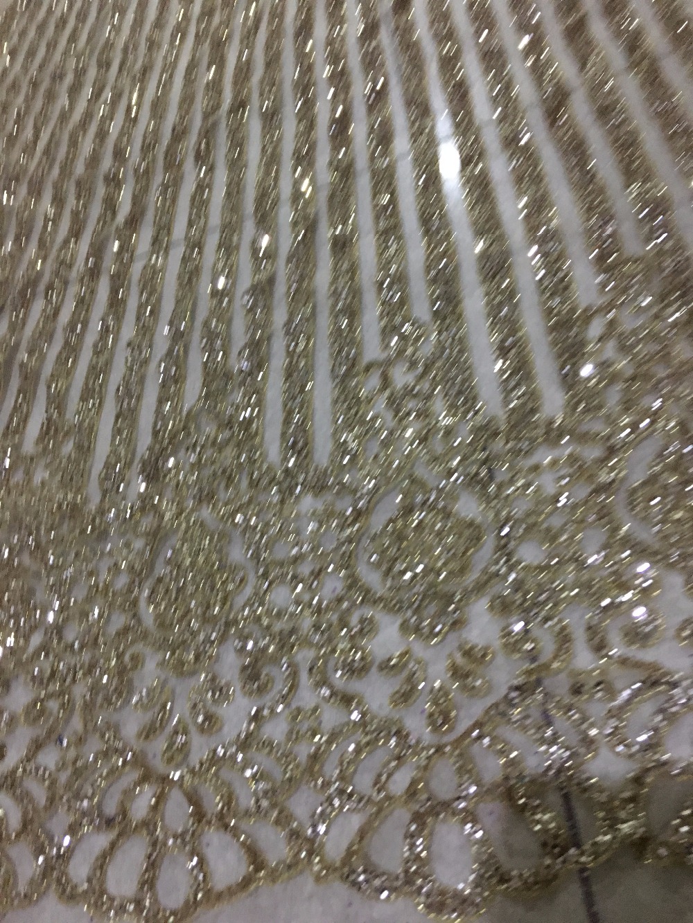Guld farve fransk tyl blonde stof afrikanske pailletter net limet glitter stof til kvinde brudekjole bzl -95125
