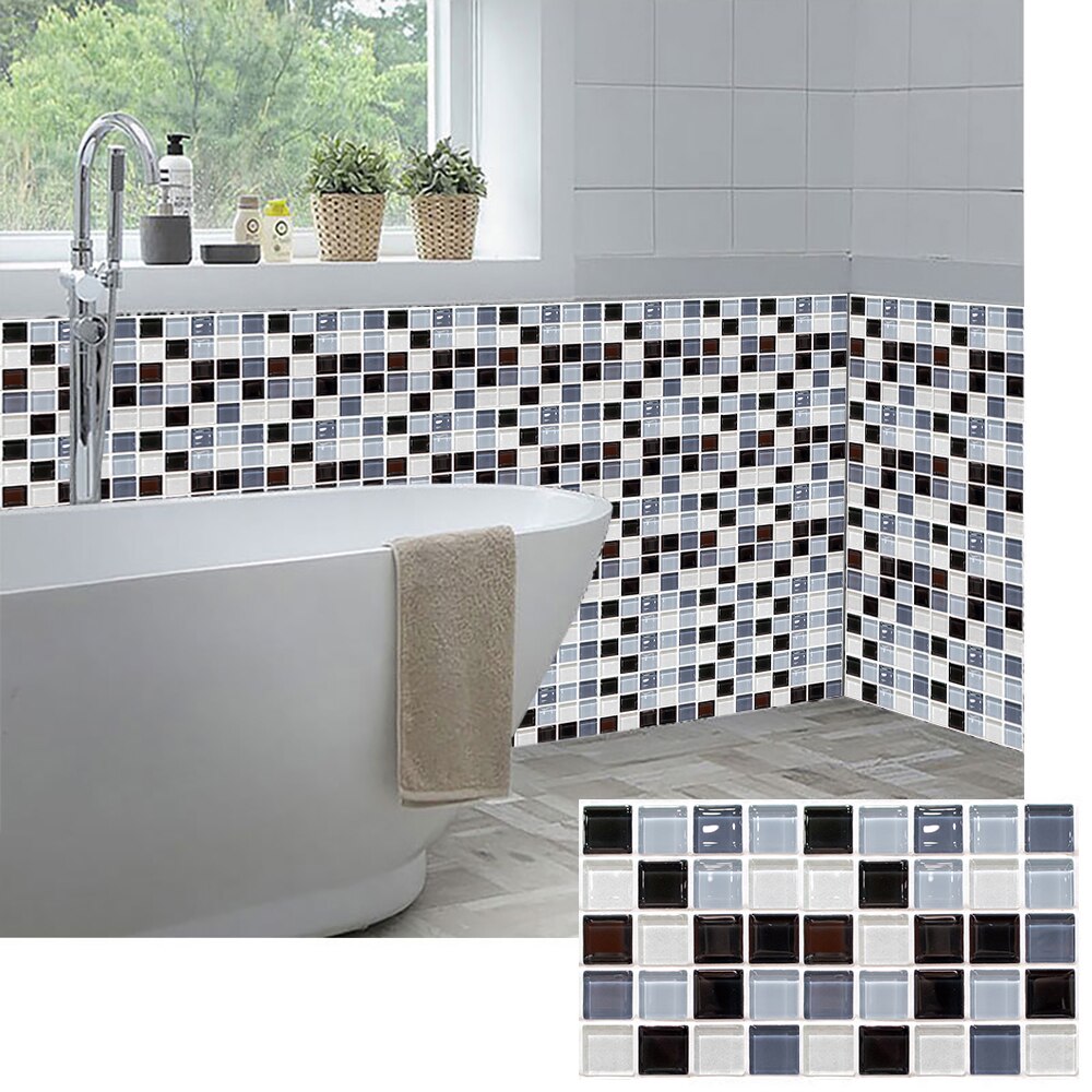 Mosaikk marmor stein fliser gulv vegg klistremerke trykt  in 2d for kjøkken toalett bad plakat midje linje vanntett veggdekor