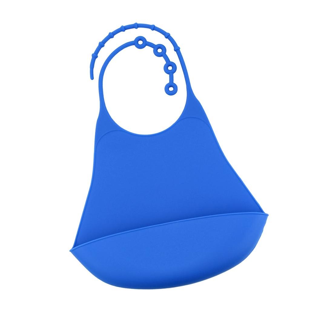 Bavoir en Silicone pour adultes, pour femmes et hommes, protection imperméable pour les repas, avec poche pour attraper des aliments profonds: Dark Blue