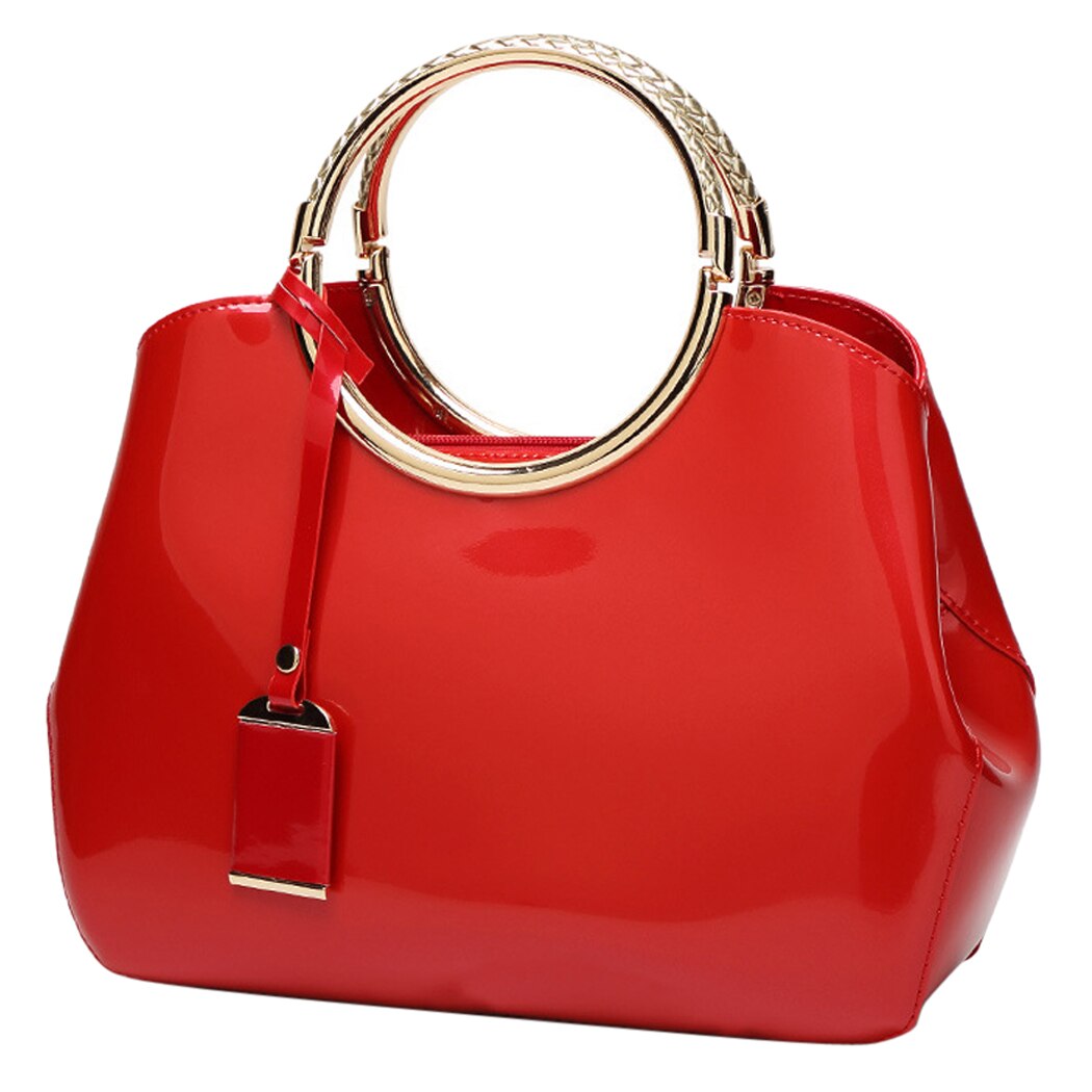 Coofit Weibliche Elegante Ring Handtasche Großzügige Goldene Griff Hülse Tasche Womens Feste PU Schulter Taschen Abend Taschen Für Dame: rot