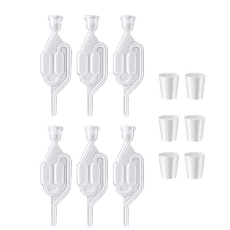 6 S-Vorm Uitlaat Seal Met Rubberen Stop Twin Luchtsluis Voor Wijn Maken, bier Brouwen Glas Carboy Vergister: Default Title