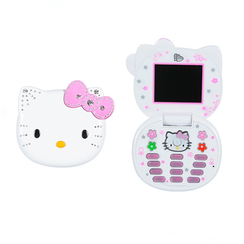 Mini menina bonito telefone móvel quad banda flip desenhos animados desbloqueado crianças duplo sim celular