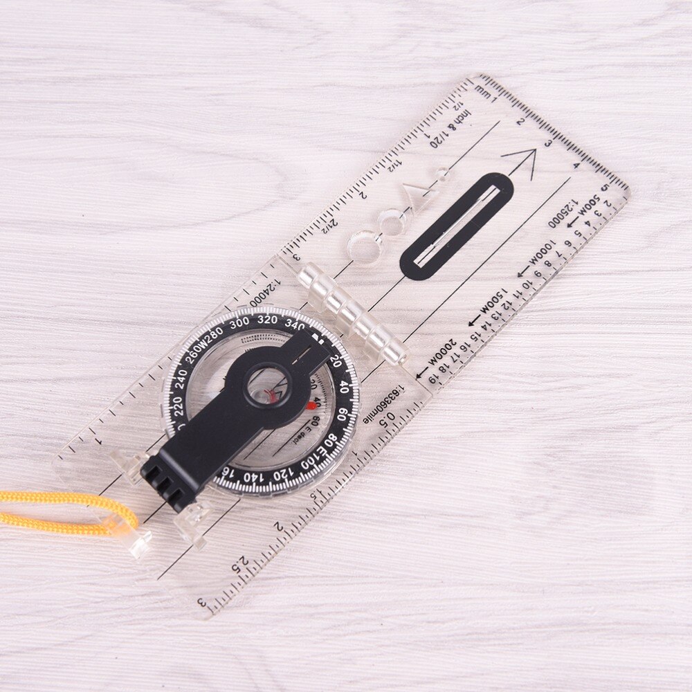 Folding Compass Multifunctional Outdoor Hiking Camping Baseplate Compass Travel Baseplate Ruler Compass Map Ruler