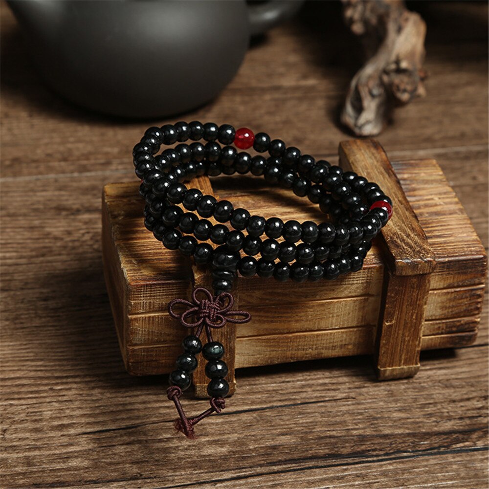 6mm blanco Natural brazaletes de sándalo y brazaletes para las mujeres budista, Buda de madera oración Mala hecho DE CUENTAS Unisex de la joyería de los hombres Bijoux A245
