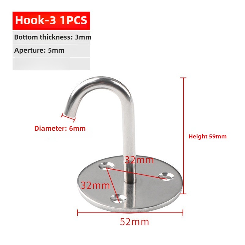 1/2/4pcsHook Eye Plate Heavy Oblong Duty Steel Stainless Pad Mount Wall U Boat Ceiling Hanger Ring Garage Hammock D Shape: XS / Silver