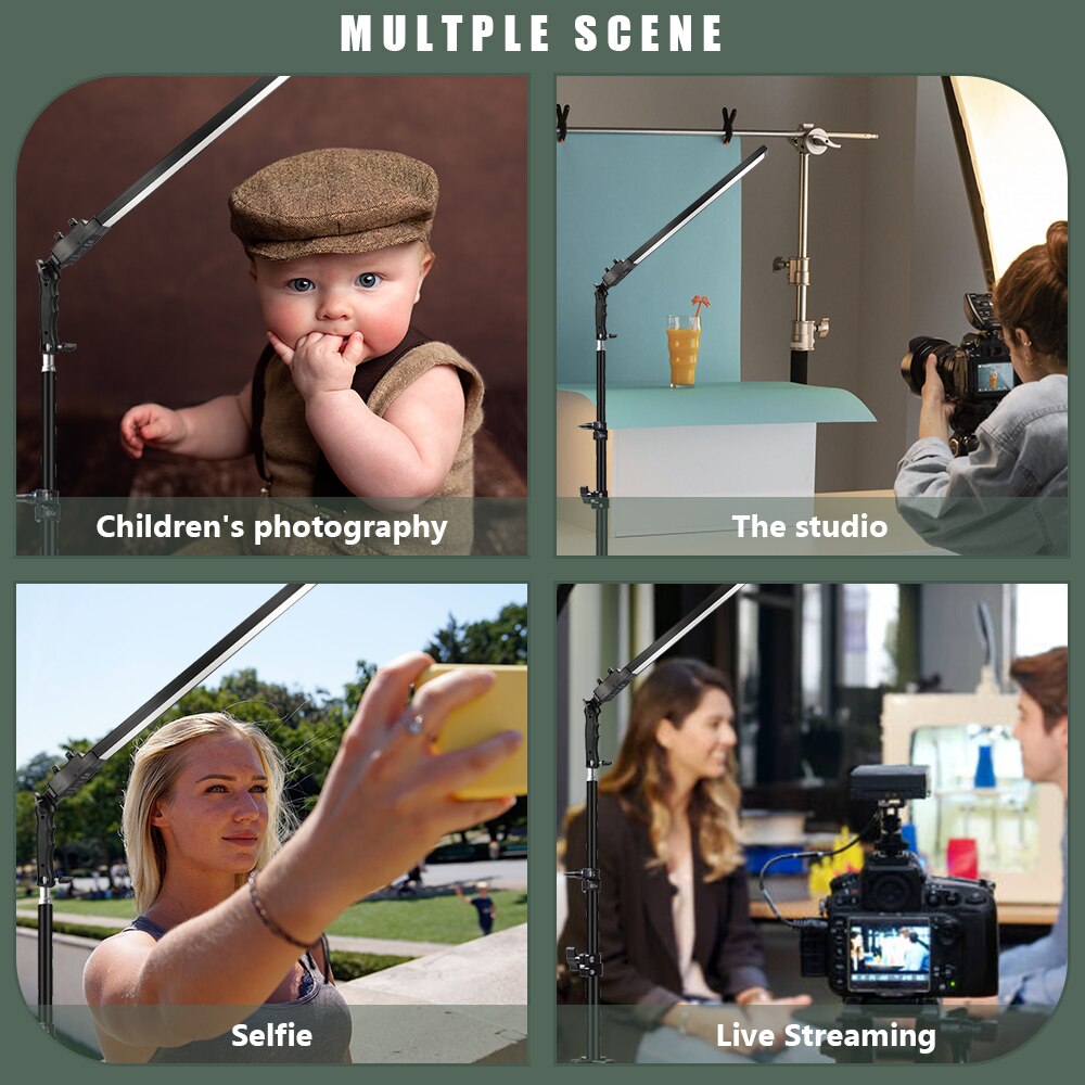 Led Bi-Kleur Vullen Licht Kit Dimbare 3200-5500K Fotografie Verlichting Met 160Cm Statief Lange Strips handheld Selfie Make Lamp