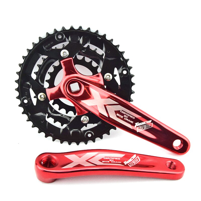 8 9 Speed 22-32-44T Bike Crankset mtb mountain bike 170mm Bicycle Crank Set aluminum alloy crank square hole Chainwheel: red