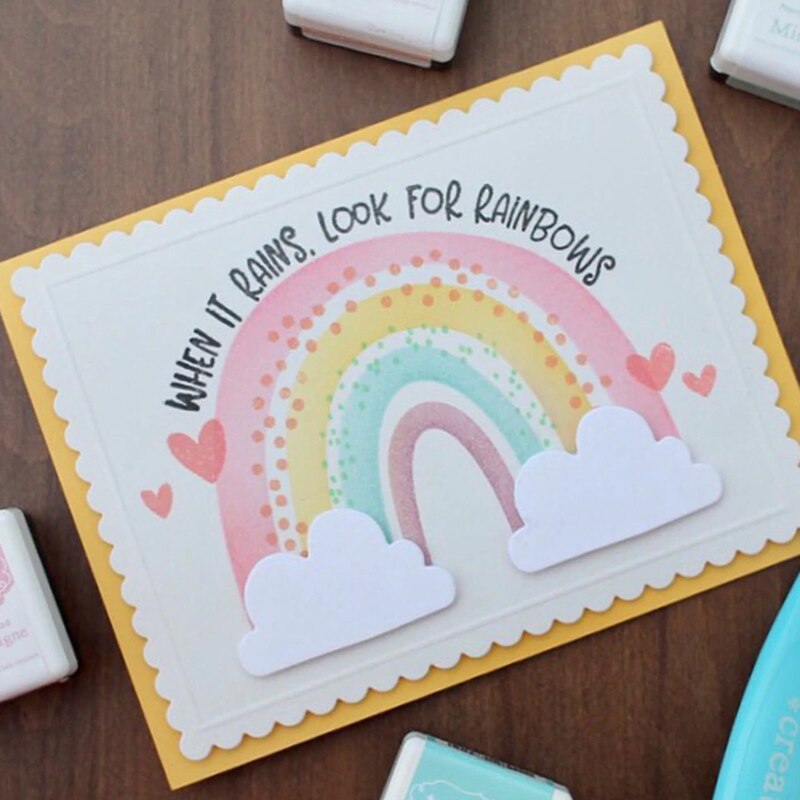 Rainbow Background Stencil for DIY Scrapbooking Decorative Embossing Paper Cards Crafts Plastic Templates Drawing Sheets 6x6