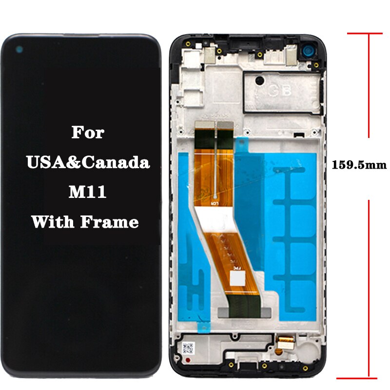 Original Für Samsung Galaxis M11 LCD M115 SM-M115 M115F M115G/DS LCD Anzeige Touchscreen Digitizer Glas Montage mit rahmen: USA kann mit Rahmen