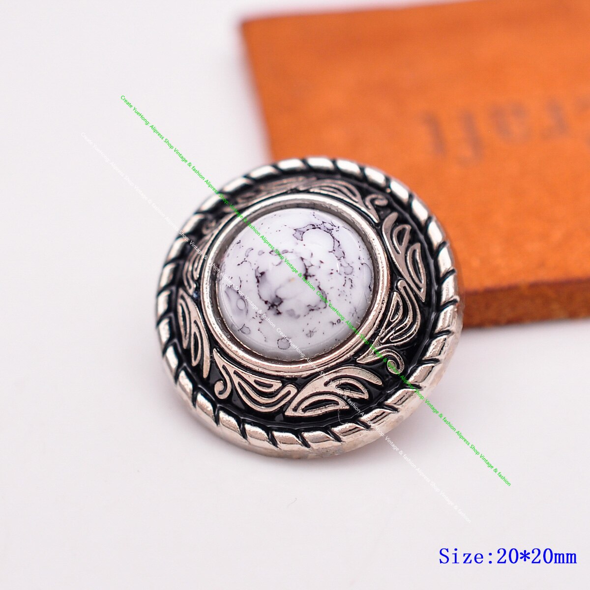 Gör-det-själv läderhantverk turkos sten vintage silvermönster snidad skruvnit nit plånbok dekorationsknappsats 20mm 10 st/lot