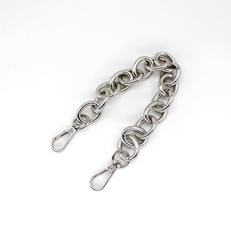 Cadena corta de Metal de repuesto para asa de bolso, accesorios de bricolaje dorados claros para correa de bolso, 30CM: Plata