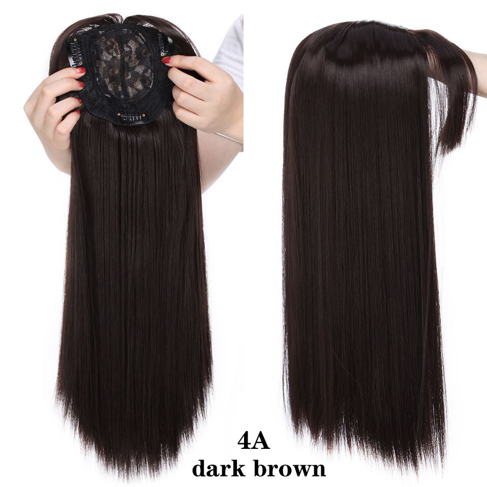 Perruque synthétique à Clip avec frange – s-noilite, en Fiber haute température, 8 couleurs, 17 pouces: dark brown