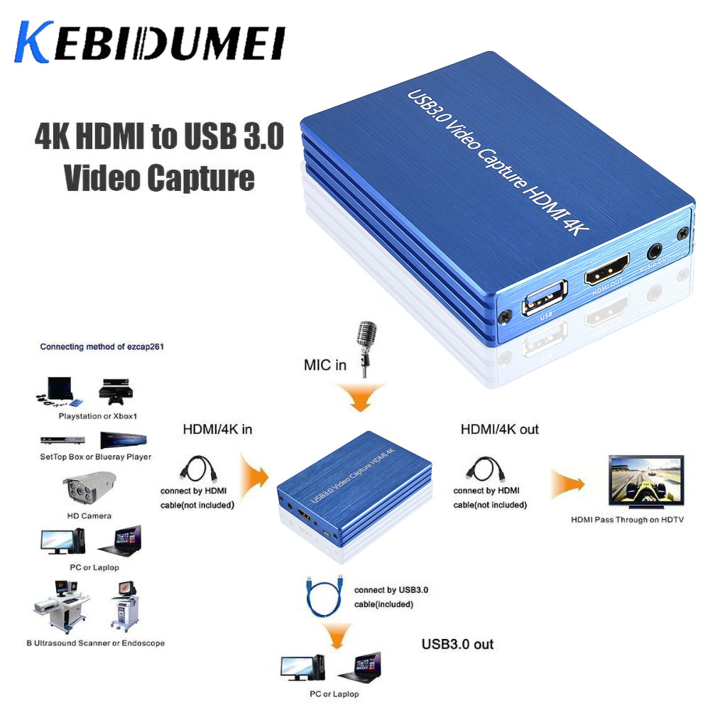 HDMI To USB 3.0 Video 4K Capture Card Dongle 1080P 60fps HD Video Recorder Grabber For OBS Capturing Game Game Capture Card Live