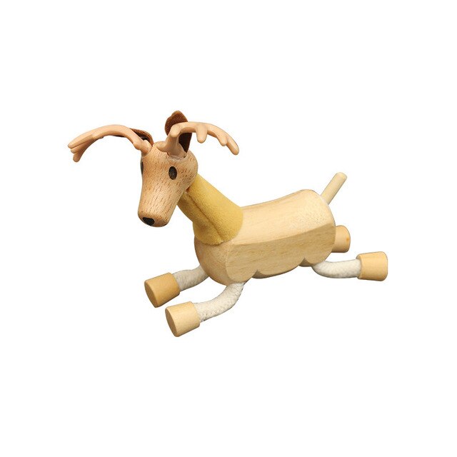 Wooden Small Animal Solid Wood Animal Doll Model Toy Children Forest Animal Puppet Toy Decoration: elk