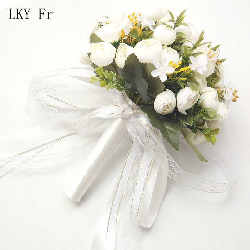 Lky fr brudebukett kunstige roser bryllupsbukett til brudepiker brud bryllup blomster brudebukett ekteskapstilbehør