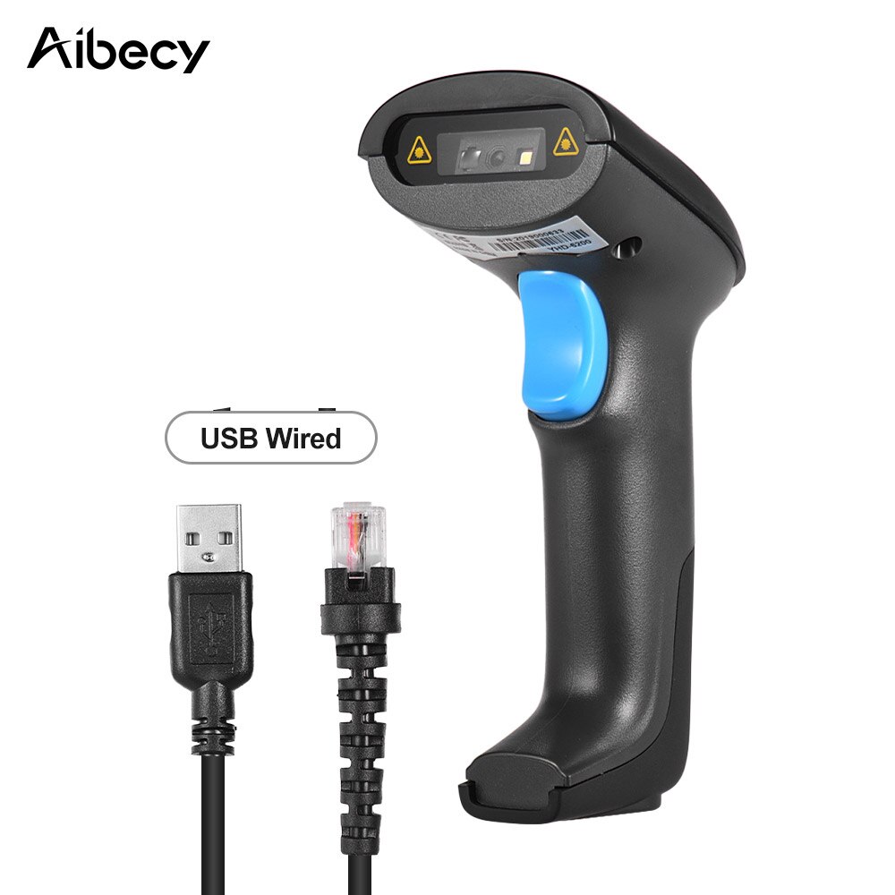 Aibecy Handheld 3-in-1 Barcode Scanner BT&2.4G Wireless & Wired 1D 2D Bar Code Reader with Receiver USB Cable for Mobile Payment: Wired