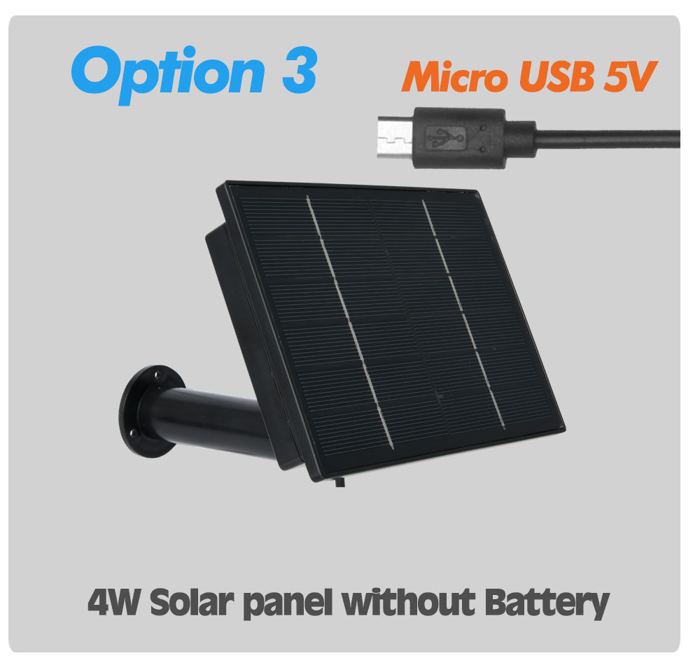 4w Black Solar Panel 5V Powered IP Camera Built-in 18650 Replaceable Battery Outdoor Waterproof Charged USB For Security Camera: No Battey 5V USB