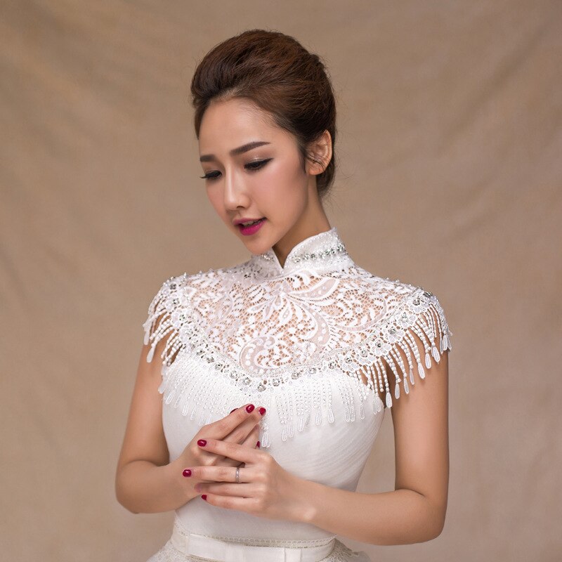 Summer Bridal Jackets Handmade High Neck Wedding Jacket Wedding Accessories Lace Jacket In Stock