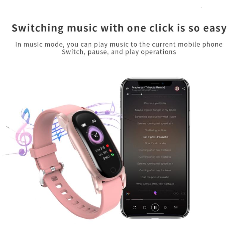Bluetooth 5.0 Smart Armband Hartslag En Bloeddruk Monitor Afstandsbediening Fotografie Waterdichte Sport Oproep Smart Horloge