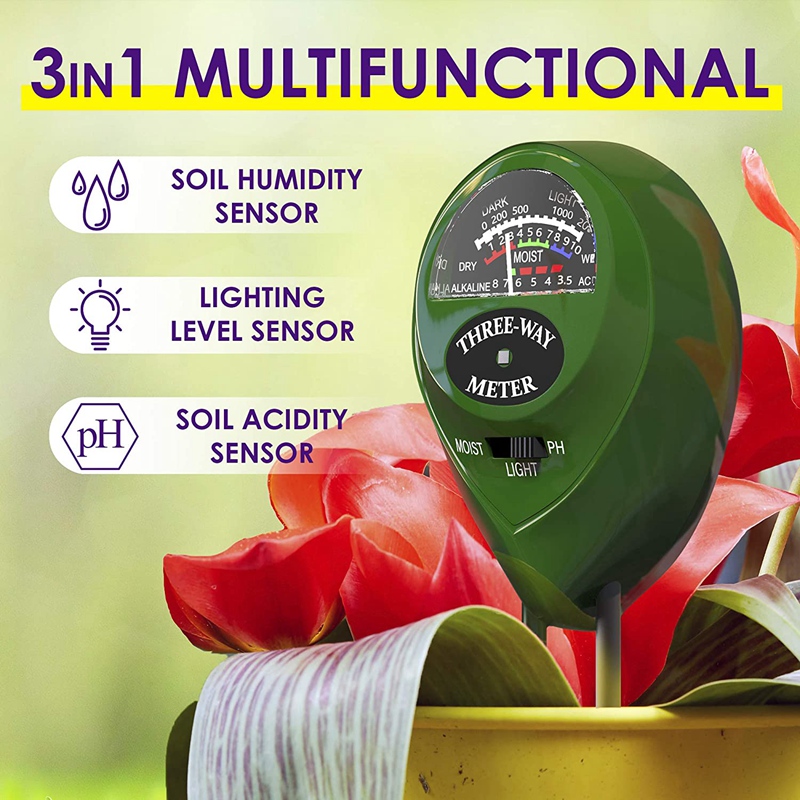 Soil PH Meter 3-In-1 Soil Tester Moisture, Light, PH, Meter Tool for Garden, Farm, Plant, Outdoor, Indoor, Lawn Care