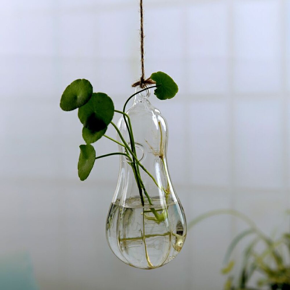 Hängande glas blommor växt vas flaska terrarium behållare hem trädgård dekorer diy transparent: 7