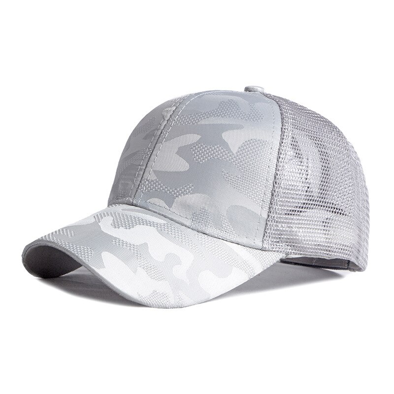 Casquette de Baseball, Camouflage à la pour femmes, chapeau d'été décontracté, filet de soleil, noir, blanc, rose, casquettes de camionneur, casquette de plage en maille respirante: Gray