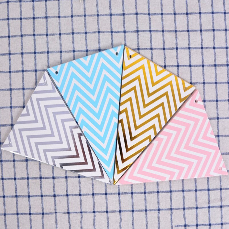 Gouden Driehoek Vlag Wave Vlag Verjaardagsfeestje Levert Sfeer Decoratie Goud Zilver Roze Blauw Driehoek Vlag Banner