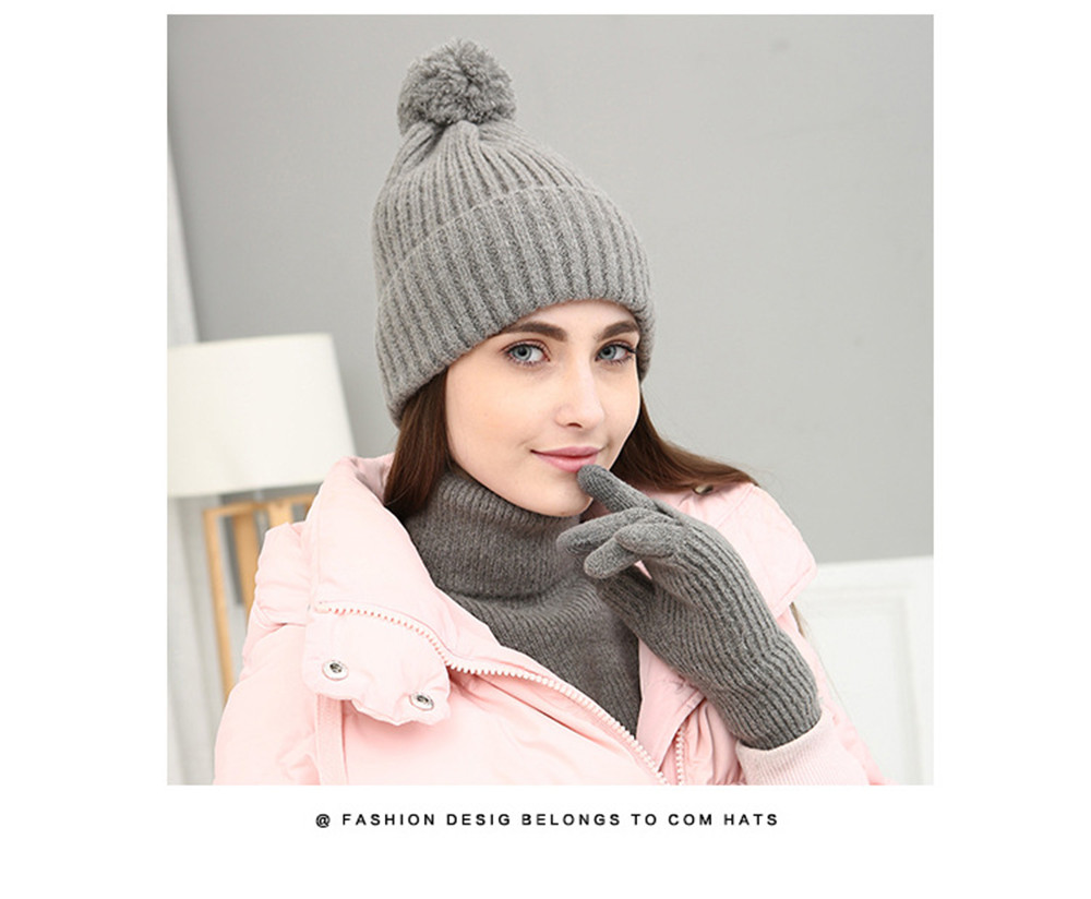 Conjunto de guantes de sombrero con bufanda tejida para mujer, guantes sin dedos para mujer, juego de bufanda Rosa Marled Infinity