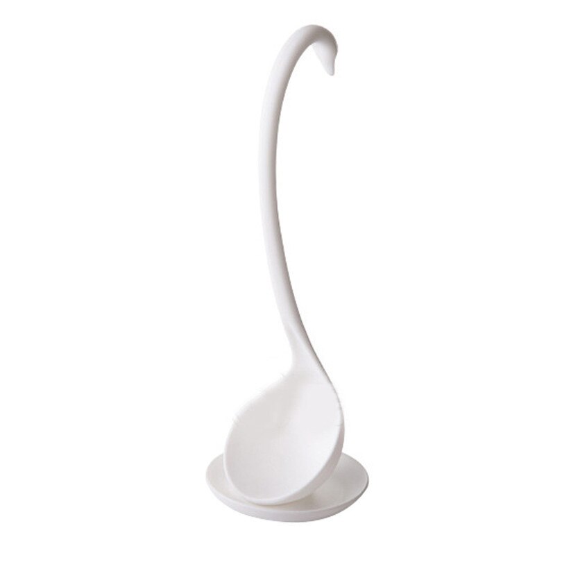 Swan Soep Lepel Lange Steel Ware Pap Lepels Met Lade Keuken Koken Gereedschap Servies Keukengerei Accessoires: WHITE