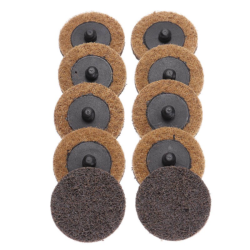 10 st 2 " 50mm roloc slipskiva skotsk brite rulllås fin/medium/grov ytkonditionering för metallbearbetningspolering: Gul