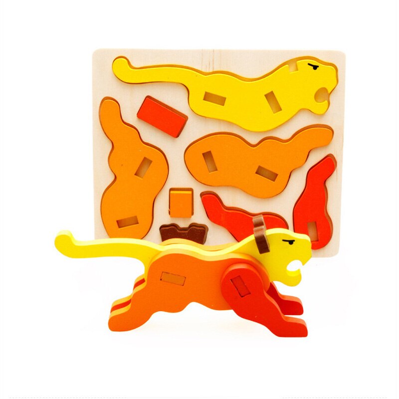 Giocattoli per bambini Puzzle 3D in legno cartone animato modello animale blocchi per bambini giocattoli educativi precoci per giochi per bambini