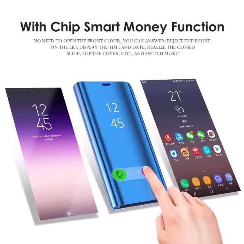 Voor huawei  y9a hoesje 6.63 inch luxe spiegel slimme leren flipcover voor huawei  y9a y9 a hoesje standaard beschermende shell fundas