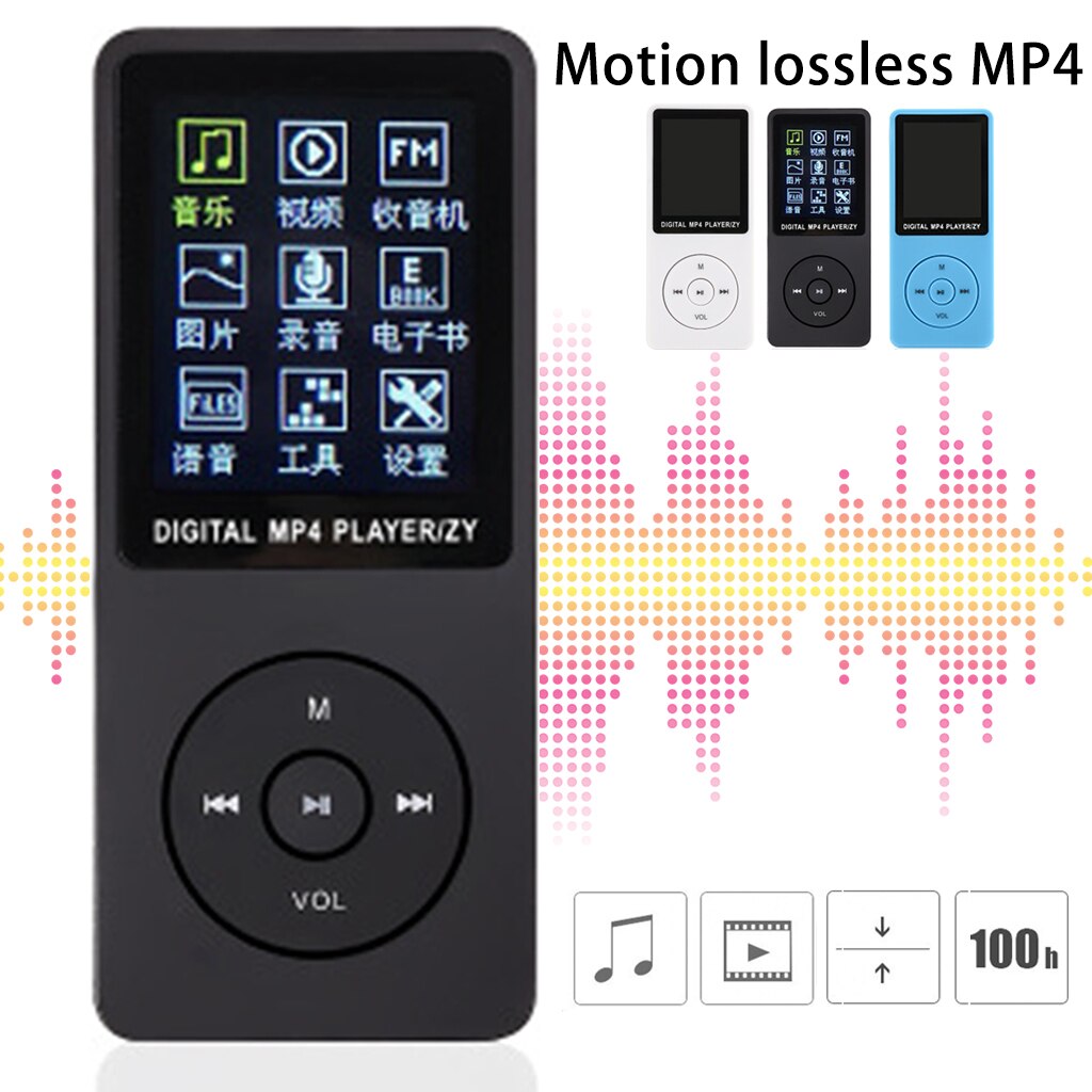 Bærbar  mp3 mp4 -afspiller 1.8 tommer lcd-skærm fm-radio video indbygget mikrofon, high fidelity optagelse usb 2.0 højhastighedstransmission