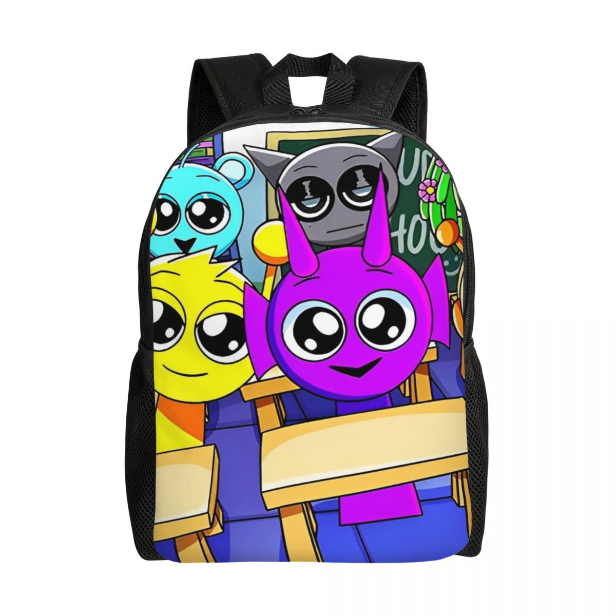 Mochila de dibujos animados Sprunki para juegos infantiles, mochilas escolares preescolares para niños y niñas: Verde militar