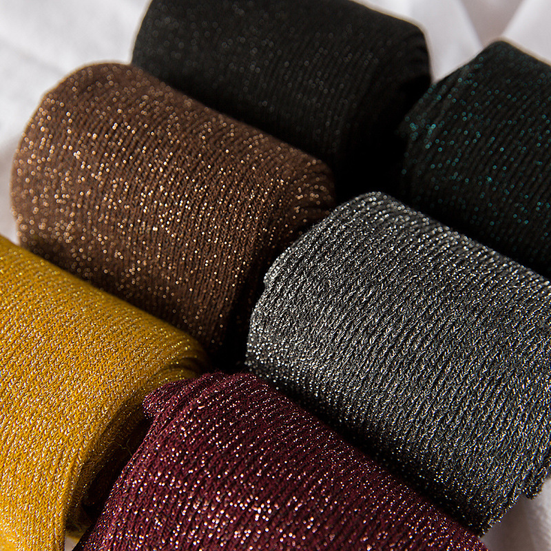 Helle funkelnde Damensocken, modische glitzernde glänzende Socken, süße süße goldene silberne Socken, Frühling und Herbst, atmungsaktive Socken